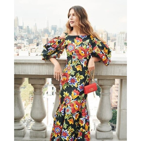 NWT. $3435 CAROLINA HERRERA Cold-shoulder midi dress Sz 6 - Picture 1 of 16